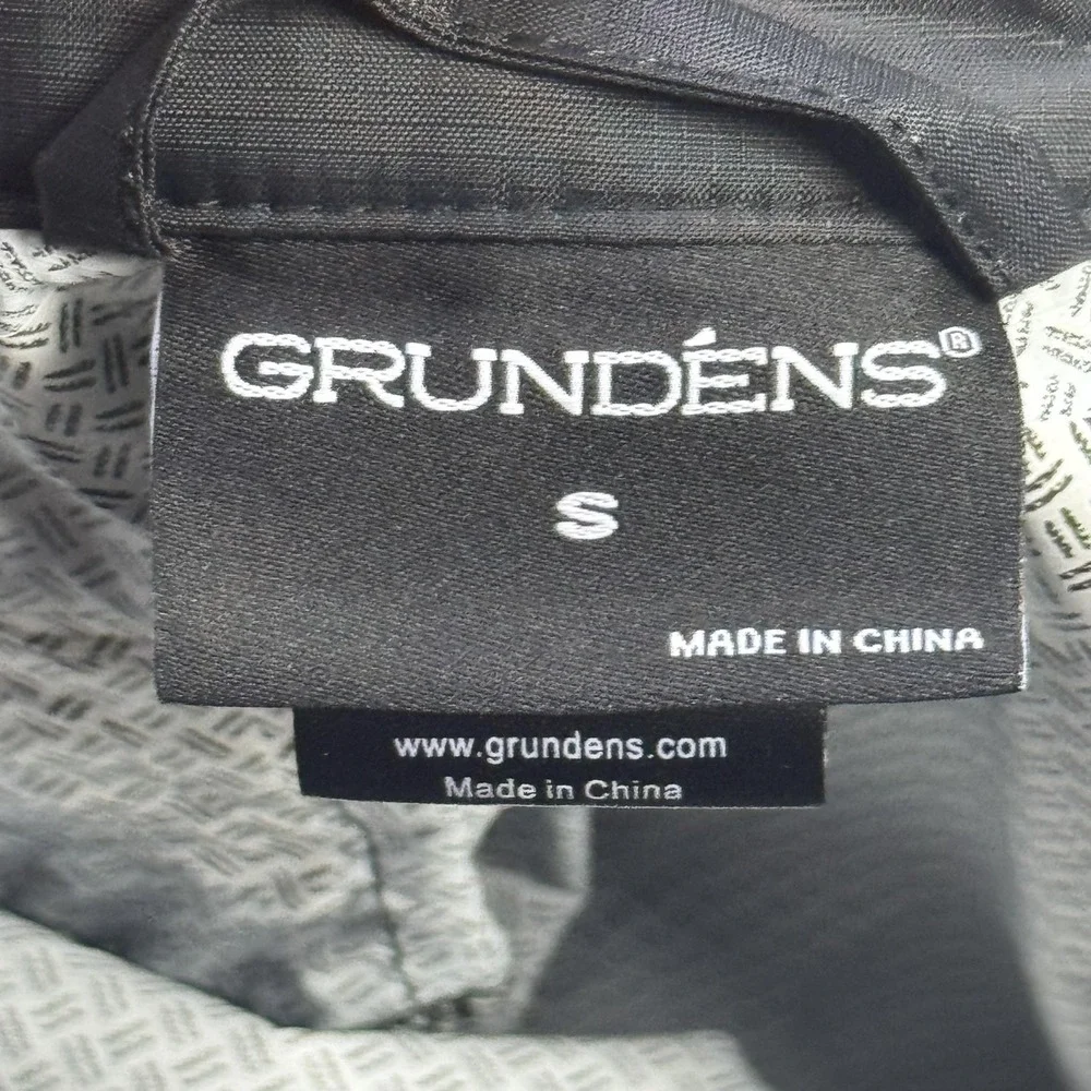 Grundens Rain Pants Mens Small Black Lined Waterproof Pockets Nylon Relaxed Fit